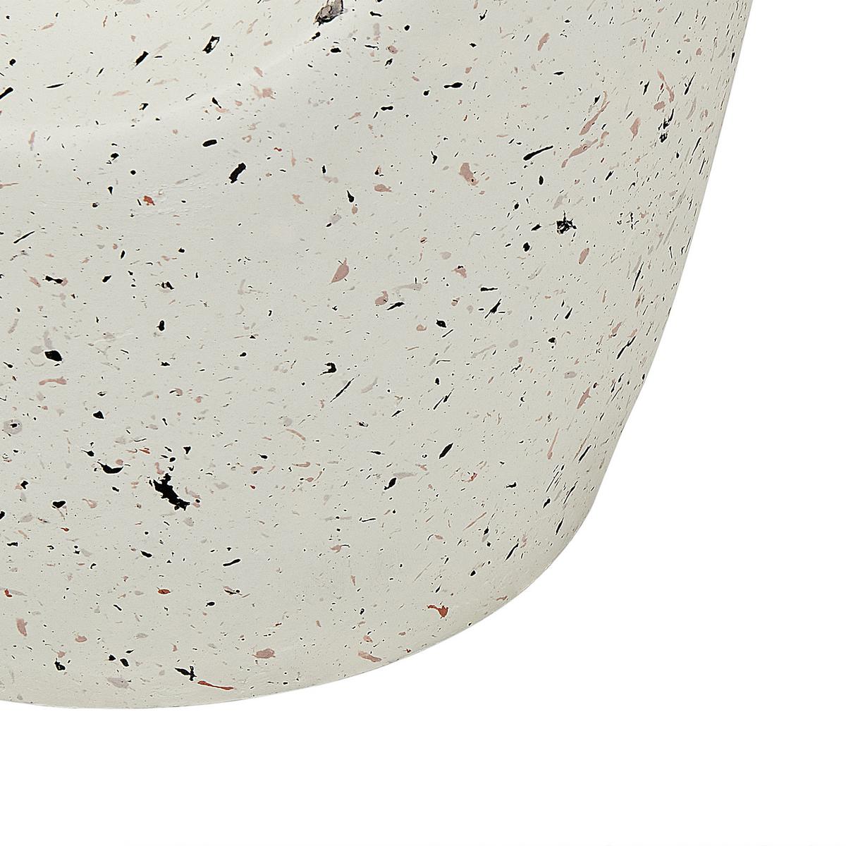 BEISTTELLTISCH Beton cremeweiß Terrazzo Optik rund 37 cm Edolo - Weiß, Stein (37/37/47cm) - Beliani