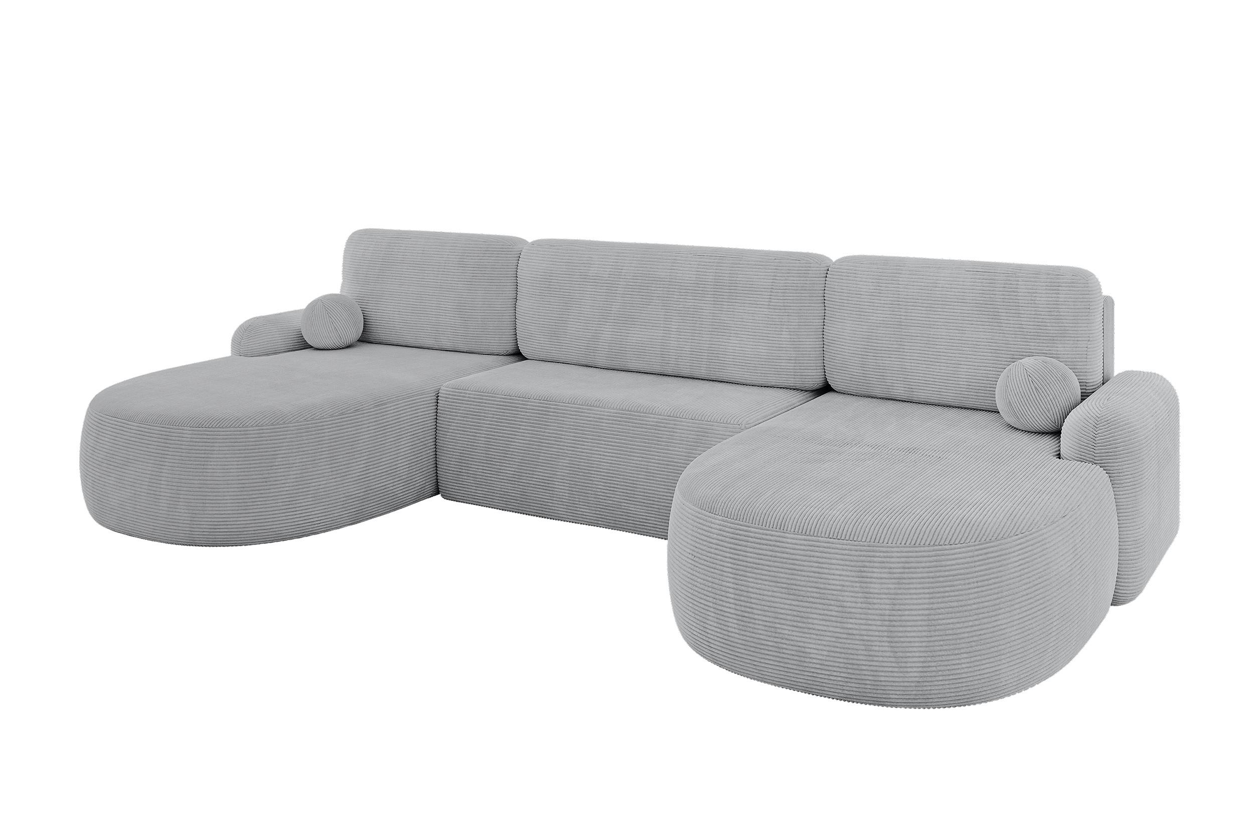 WOHNLANDSCHAFT mit Schlaffunktion und Bettkasten LIRA-U - 335x172x89 Grau - Graphitfarben, Holzwerkstoff/Textil (335/89/172cm) - ALTDECOR