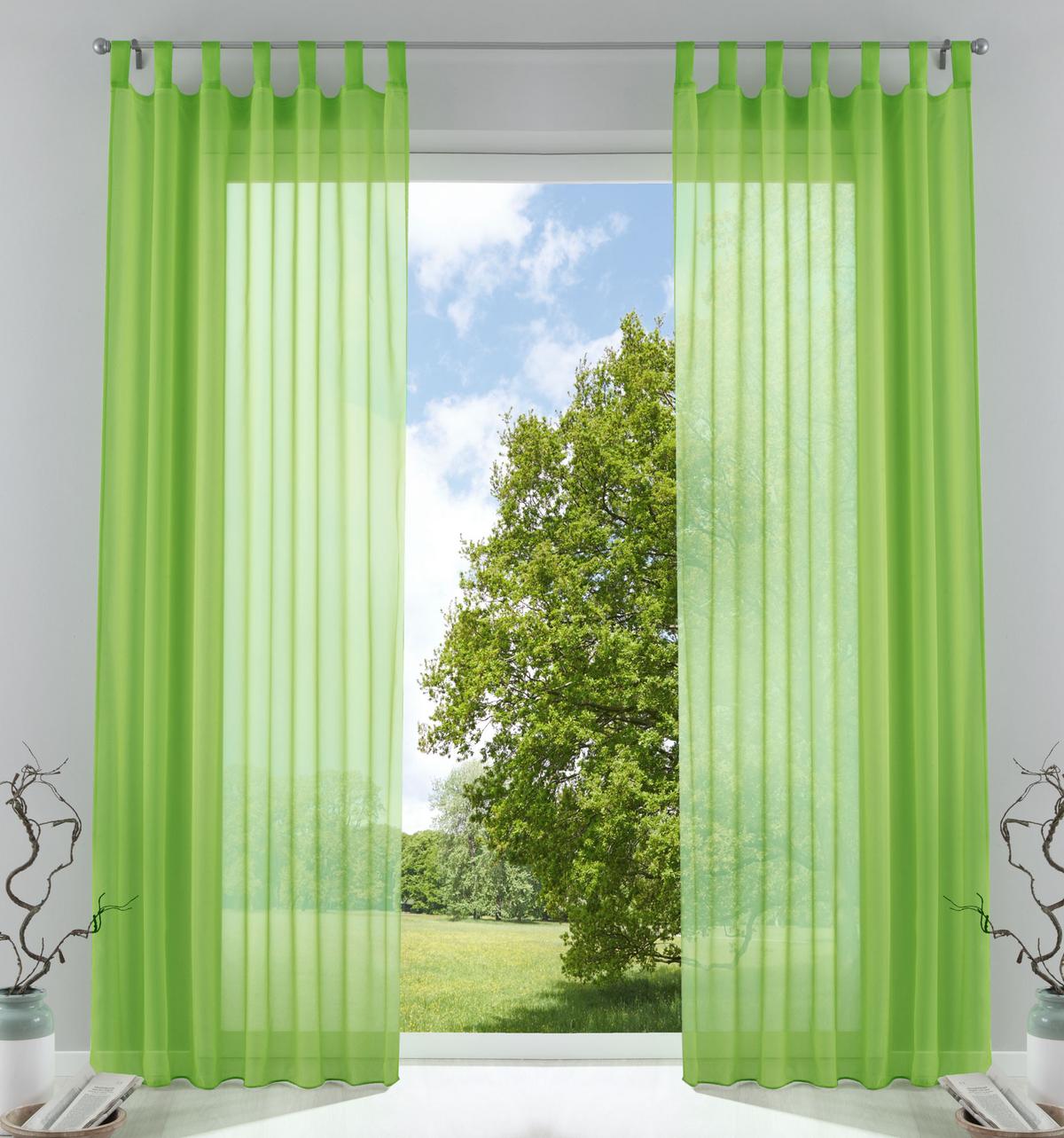 2 SCHLAUFENGARDINEN Voile 245x140 cm Apfelgrün - Grün, Textil (140/245cm) - Gardinenbox.eu