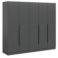 KLEIDERSCHRANK grau 5-türig 200 x 181 cm, Drehtürenschrank mit zusätzlichen Einlegeböden - Schwarz/Grau, Holzwerkstoff/Kunststoff (200/181/52cm) - Inn.Furn