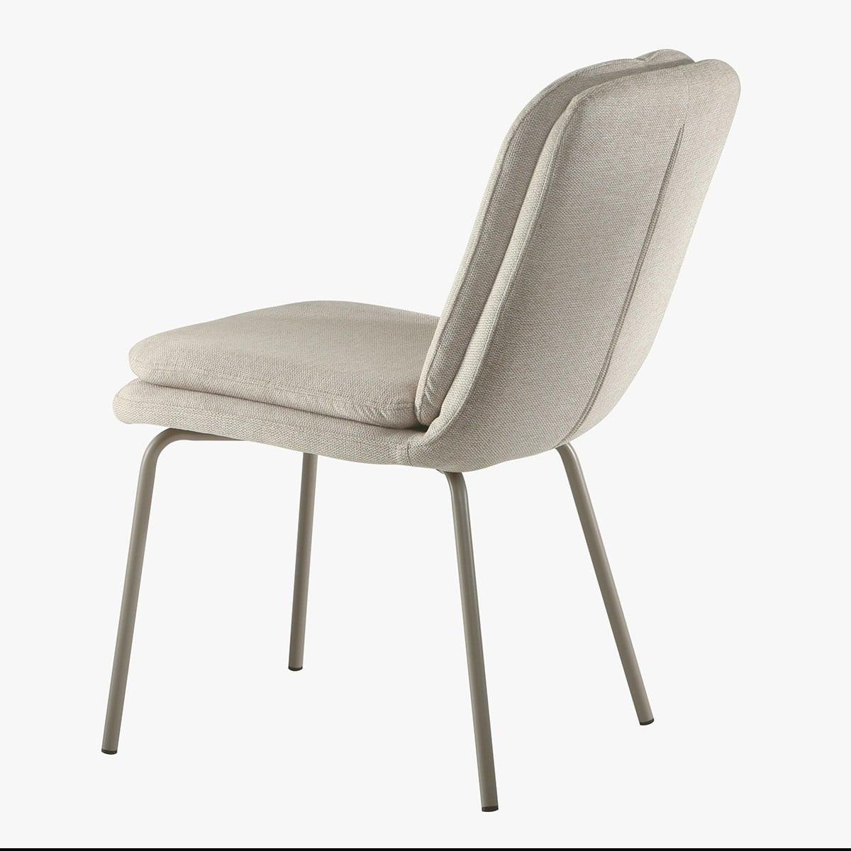 STÜHLE 4er Set aus Stoff Beine aus beige lackiertem Metall 64,5/48/85 cm - Beige, Textil (48/85/76cm) - Calicosy