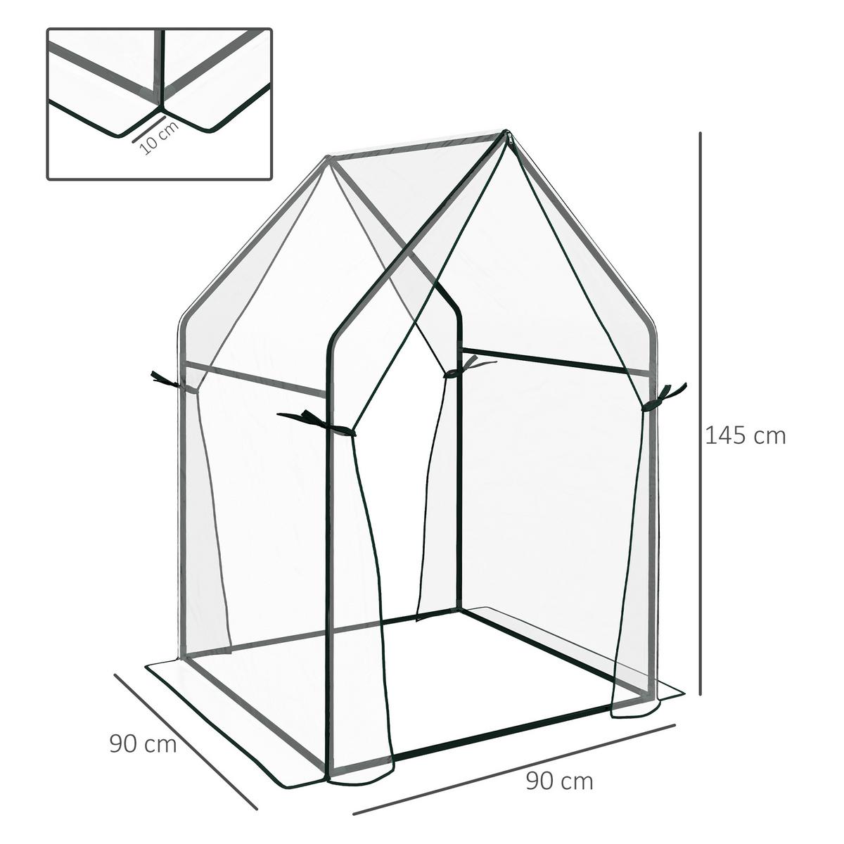 FOLIENGEWÄCHSHAUS, Transparent, Stahl, Kunststoff - Transparent, Metall (90/145/90cm) - Outsunny