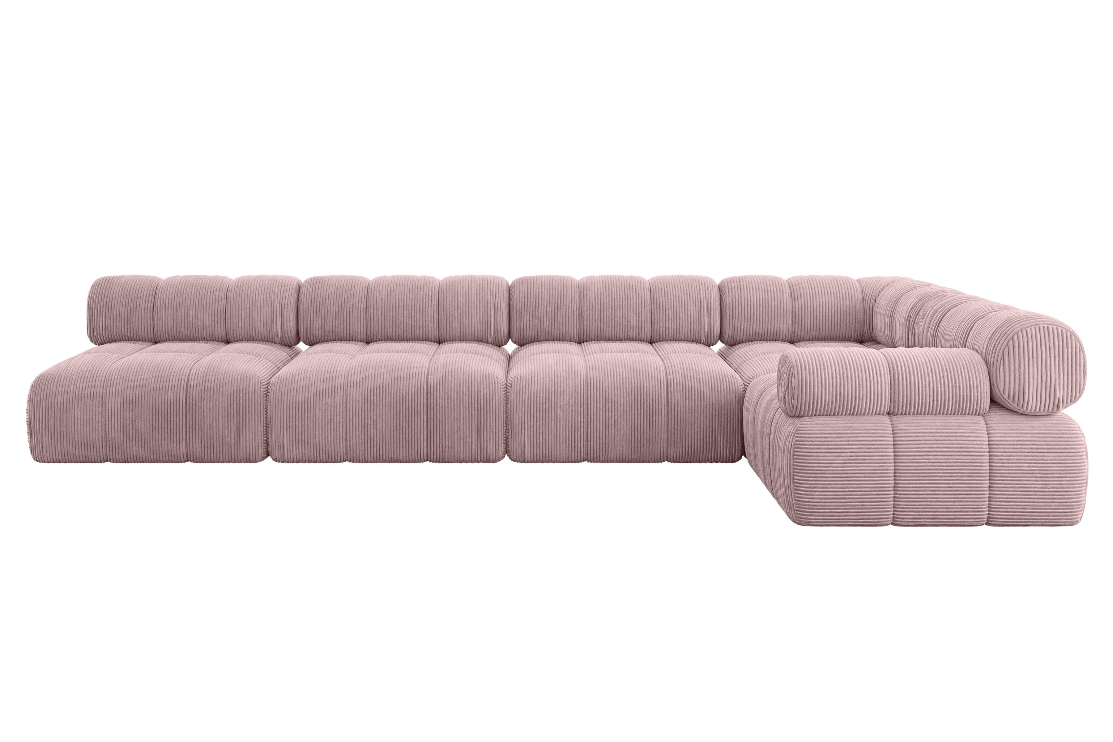 ECKSOFA modulares Sofa Mende-L3 - 380x190x70 cm Rosa Cord - Rosa, Holzwerkstoff/Textil (380/190cm) - ALTDECOR