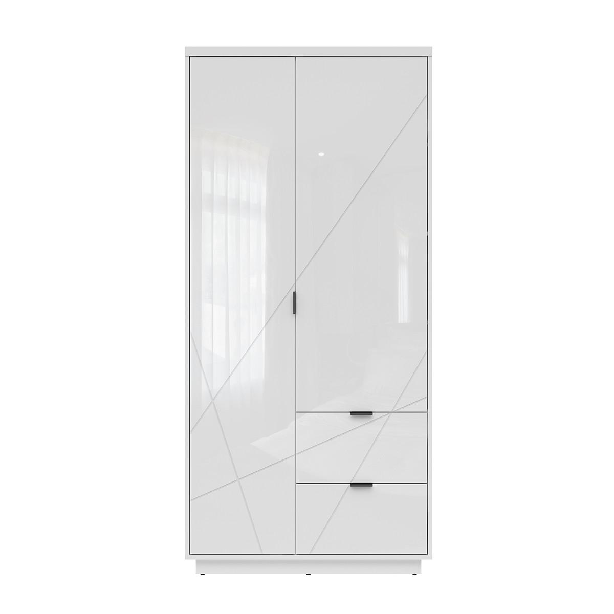 SCHRANK 2 Türen Sven Weiß - Weiß Hochglanz, Holzwerkstoff (94/201/57cm) - Petits-meubles