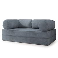 BETTSOFA ALVIO aus Schaumstoff Kordstoff Grau Schlaffunktion - Grau, Textil (170/68/80cm) - MASSENO