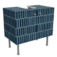 WASCHBECKENUNTERSCHRANK Fischschuppen Fliesen Dunkelblau 60/55/35 cm - Blau, Holzwerkstoff (60/55/35cm) - Bilderwelten