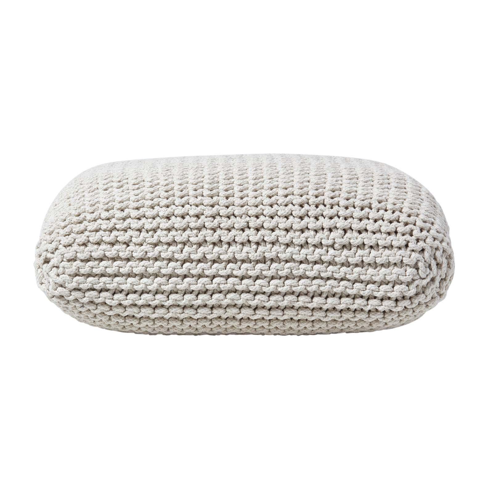 STRICK-POUF natur, Bodenkissen 70/70/20 cm - Creme, Textil (70/20/70cm) - Homescapes