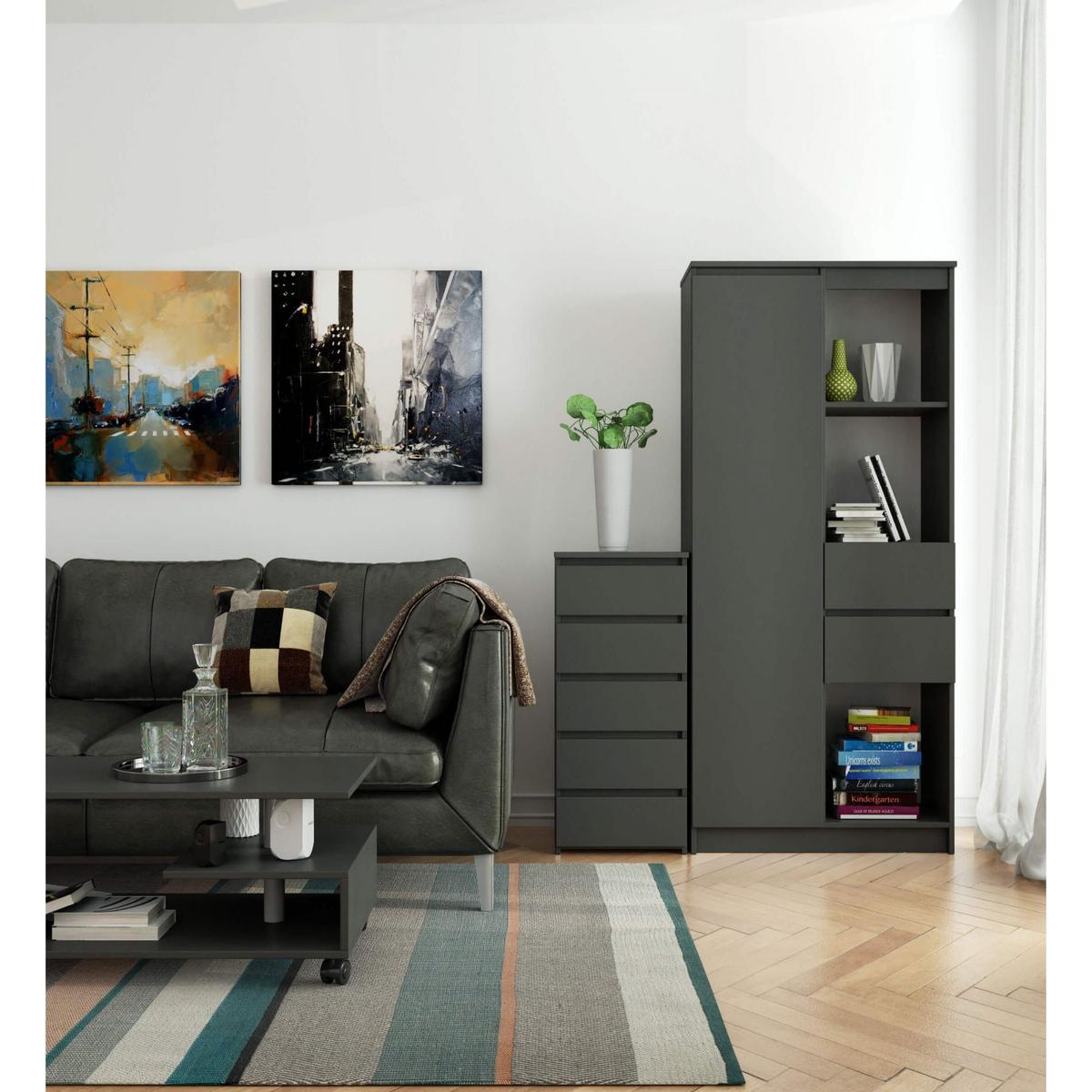 KOMMODE Graphit Grau 92/40/35 - Graphitfarben, Holzwerkstoff (40/92/35cm) - RAUMHIRSCH FURNITURE