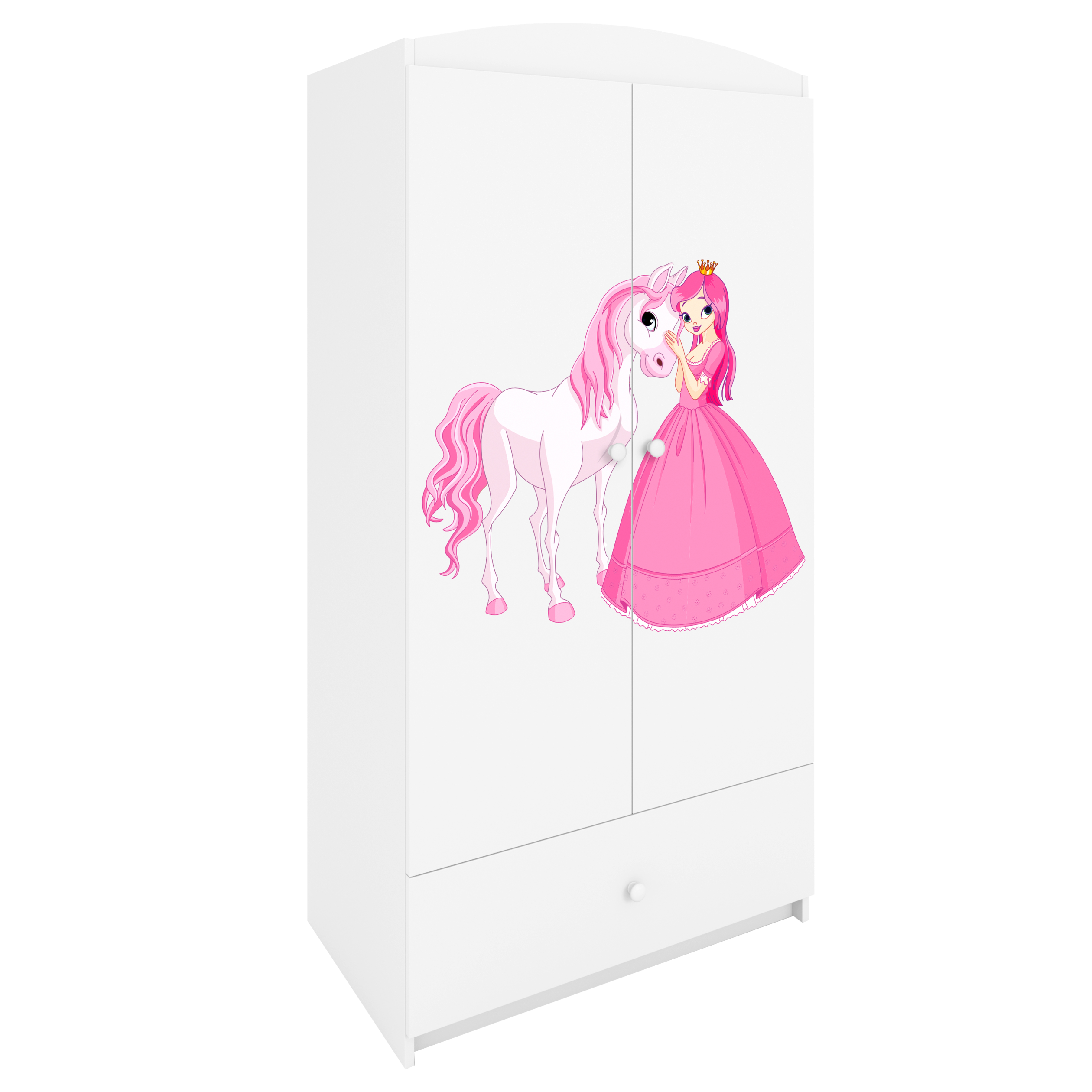 KINDERKLEIDERSCHRANK Prinzessin I - Weiß, Holzwerkstoff (90/175/52cm) - RAUMHIRSCH FURNITURE