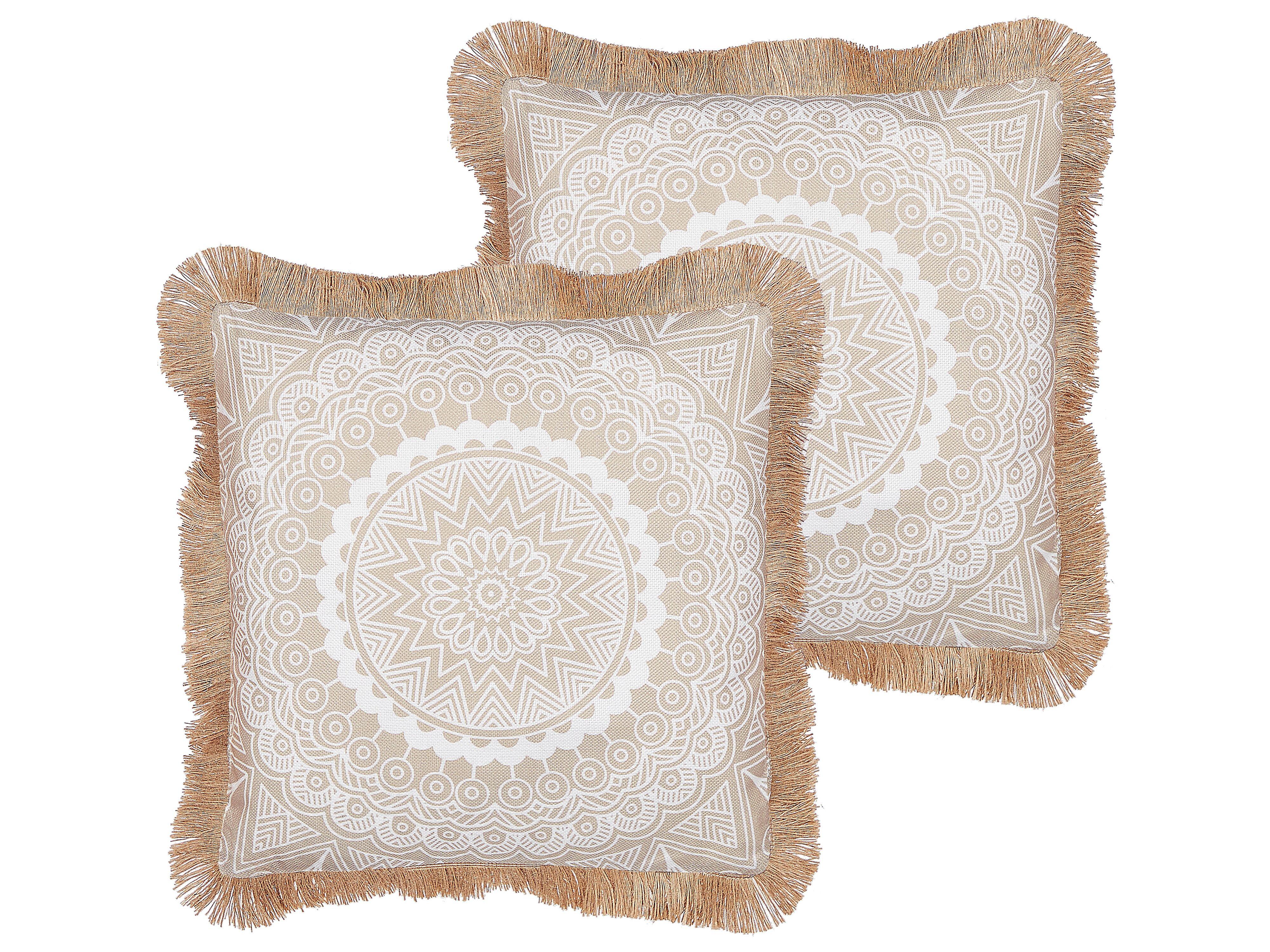 DEKOKISSEN 2er-Set Beige 45/7 cm Agrimony - Beige, Textil (45/7cm) - Beliani