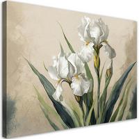 WANDBILD weiße blumen - Beige, Textil (60/40cm) - Feeby