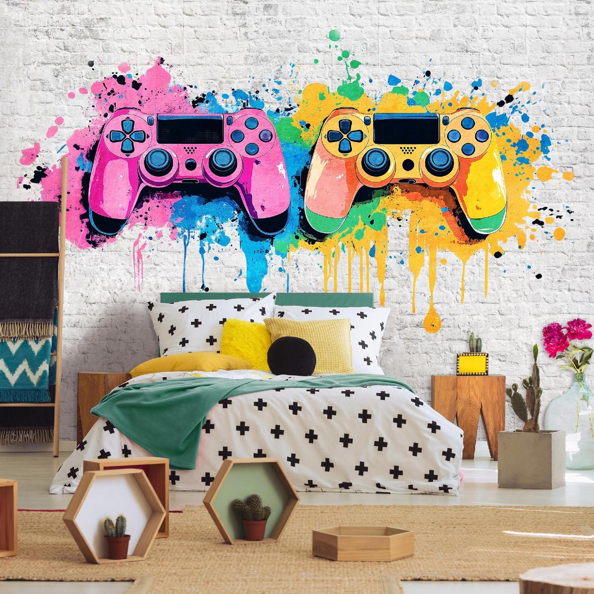 TAPETE Kinderzimmer Junge Gaming Vlies Fototapete 400x280 - Multicolor, Papier (400/280cm) - Wallarena