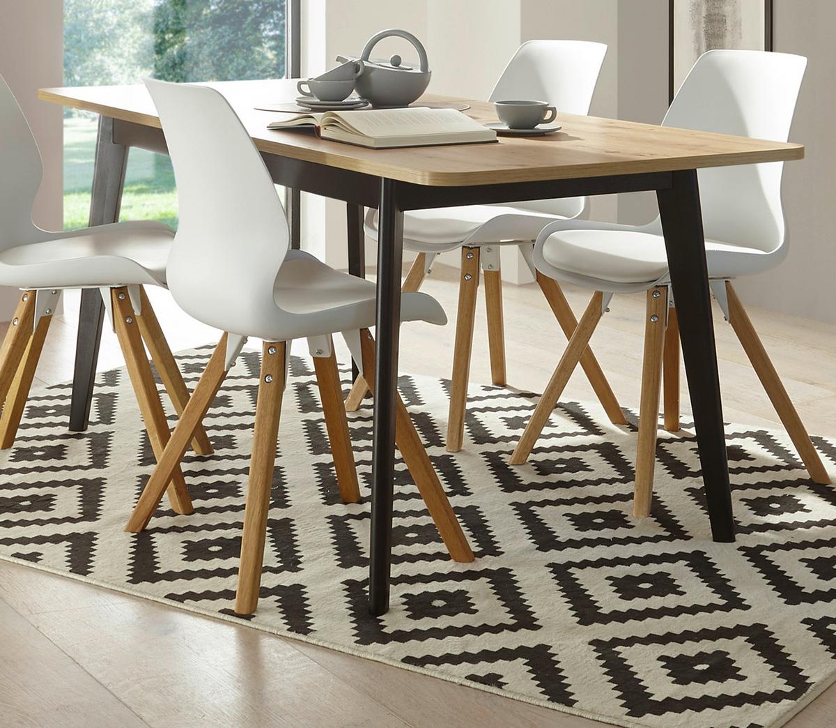 ESSTISCH Eiche Artisan, schwarz, Küchentisch ausziehbar 140 - 180 x 75 cm - Eichefarben/Schwarz, Holzwerkstoff/Kunststoff (180/75/80cm) - Furn.Design