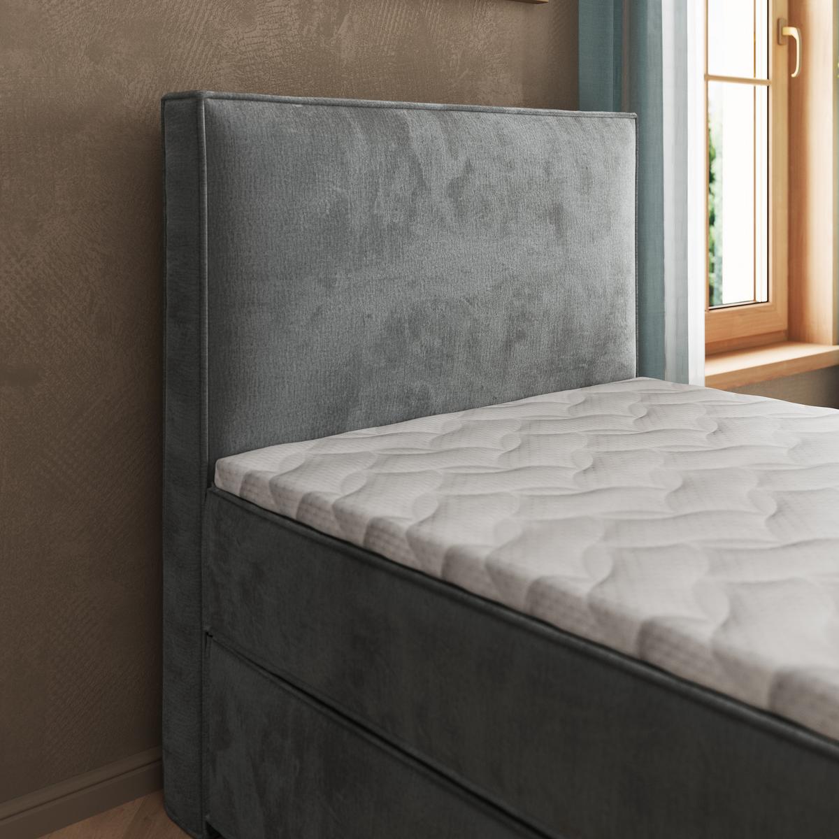 BOXBETT PELLIO 90x200 cm mit Matratze und Topper - Grau - Grau, Holz (90/200cm) - MASSENO