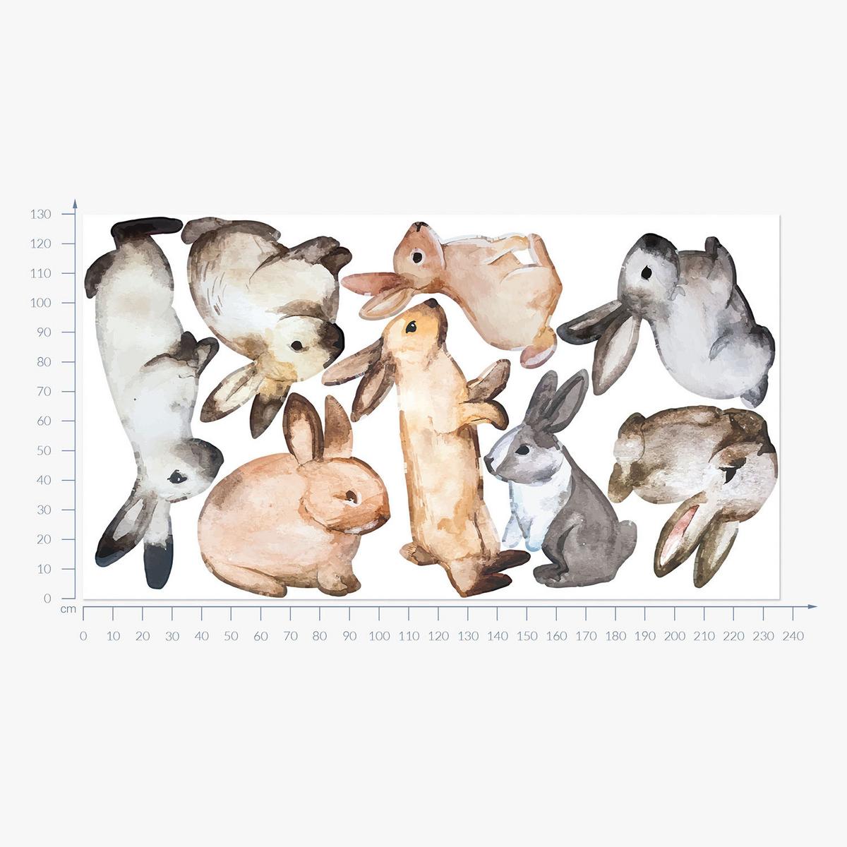 WANDAUFKLEBER 130x235cm - Hasenland - Multicolor, Kunststoff (130/235/0.1cm) - Wallfluent