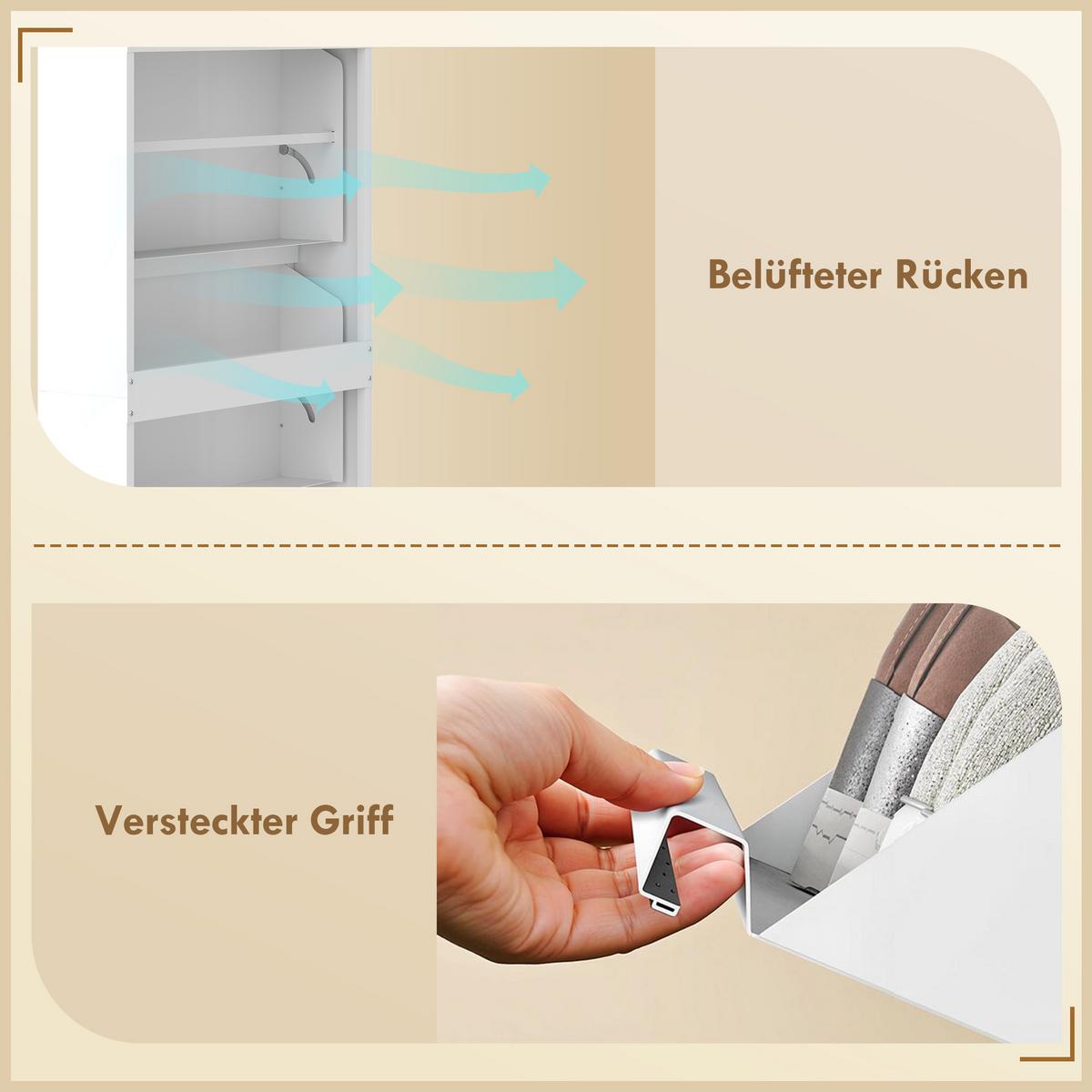 SCHUHSCHRANK aus Metall 55/15/106 cm Weiß - Weiß, Metall (15/105.5/55cm) - HOMCOM
