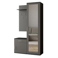 GARDEROBENSCHRANK VENTO 100/180,5/35 cm Modern Garderobe-Set Schwarz - Schwarz/Grau, Holzwerkstoff (100/180.5/35cm) - MASSENO