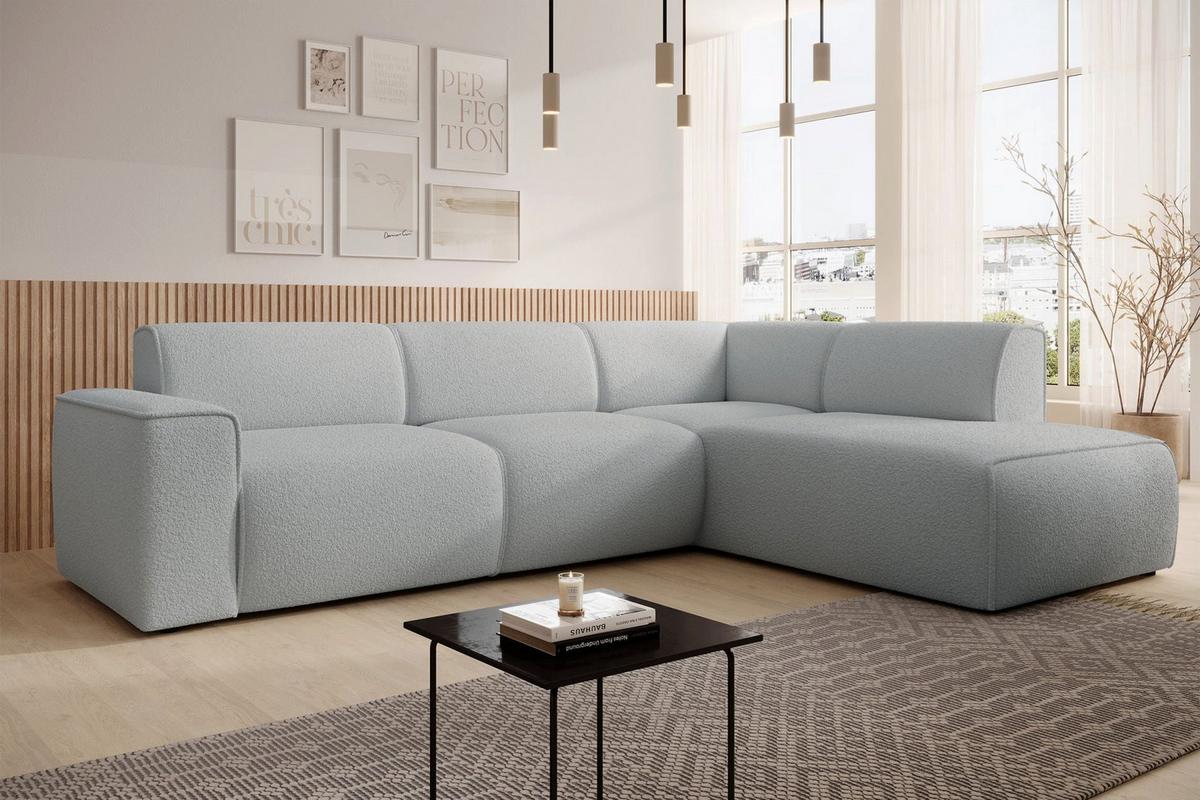 ECKSOFA Bouvi Hellgrau rechts - Hellgrau/Schwarz, Kunststoff/Textil (220/292cm) - Selsey