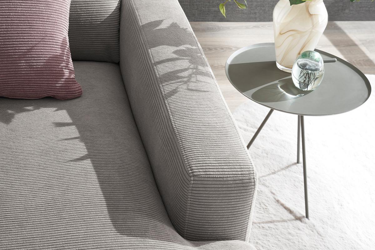 LONGSEAT CARA Grau Cord - Schwarz/Grau, Textil/Metall (132/84/170cm) - KAWOLA