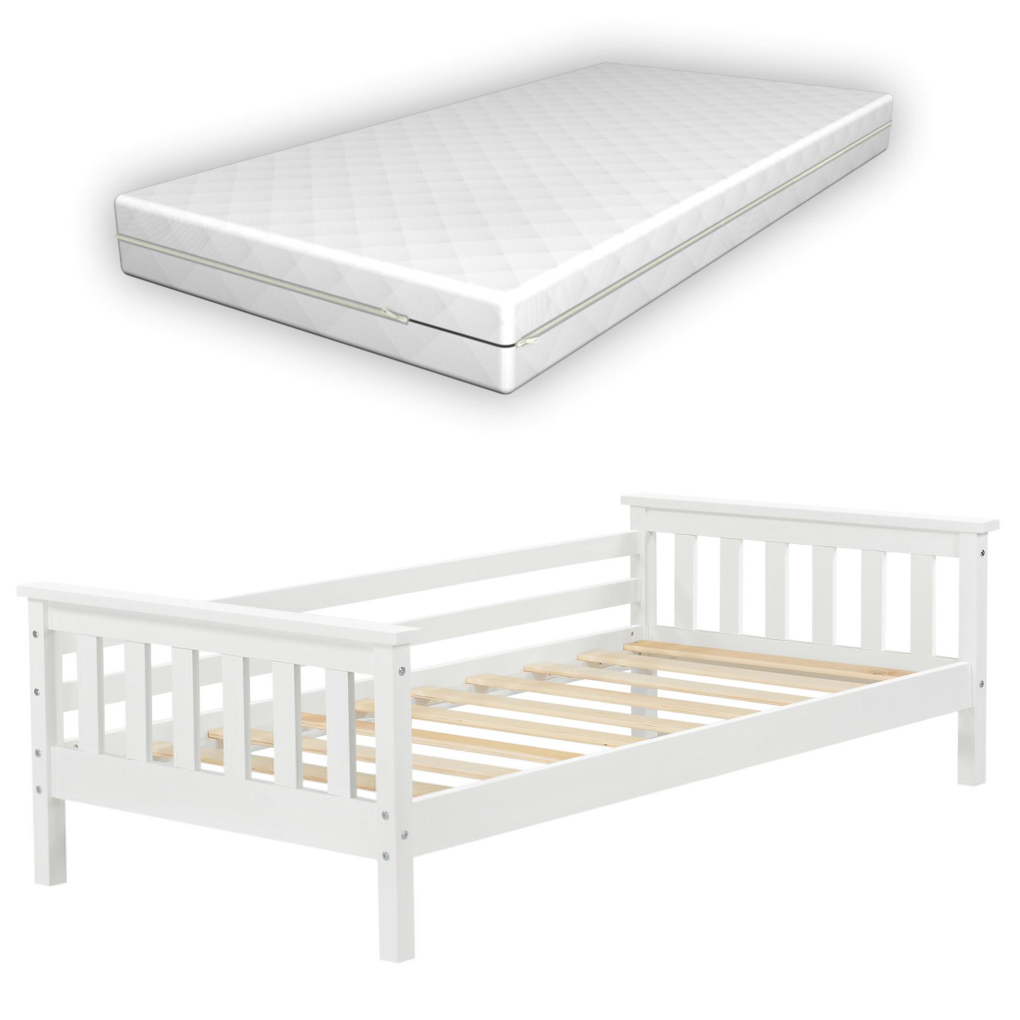 KINDERBETT Nuuk mit Matratze - Weiß, Holz/Textil (80/160cm) - [en.casa]