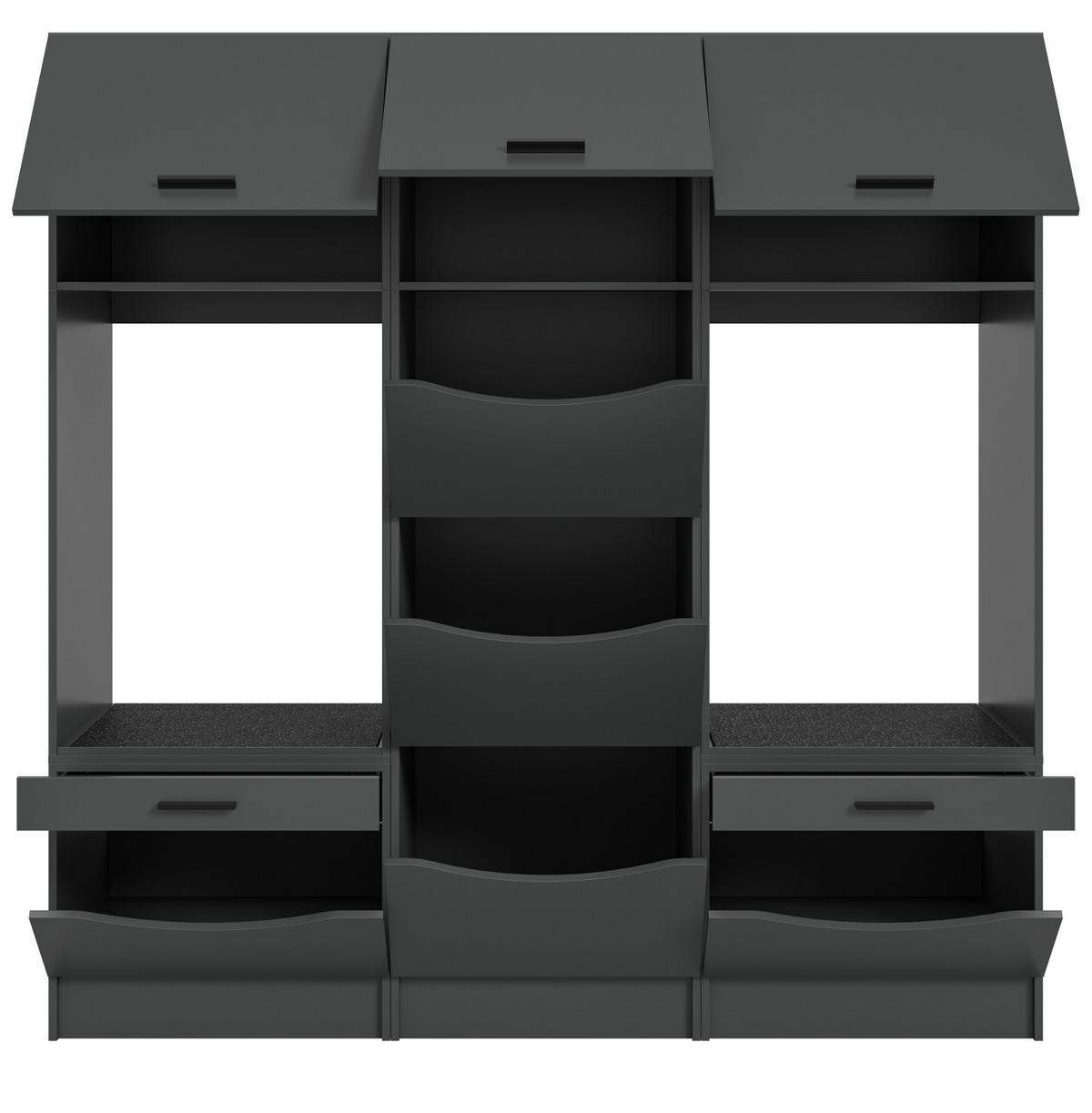 WASCHMASCHINENSCHRANK grau Set 3-teilig 192 cm, Umbau für Waschmaschine und Trockner - Schwarz/Grau, Holzwerkstoff/Kunststoff (192/196/68cm) - Inn.Furn