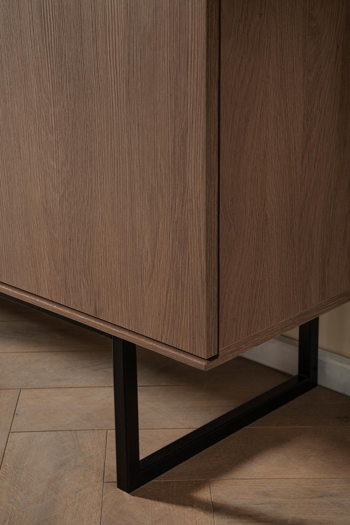 WOHNWAND in Nussbaum 3-teilig 400 cm, Komplett-Set mit Push-to-Open - Nussbaumfarben/Schwarz, Glas/Holzwerkstoff (400/200/40cm) - Furn.Design