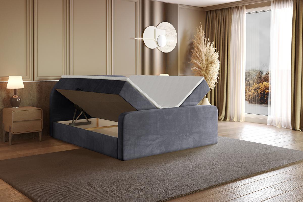 BOXBETT mit Matratze H4 und Lattenrost - NOX-Z - 180x200 - Dunkelgrau Casablanca - Dunkelgrau, Holzwerkstoff (180/200cm) - ALTDECOR