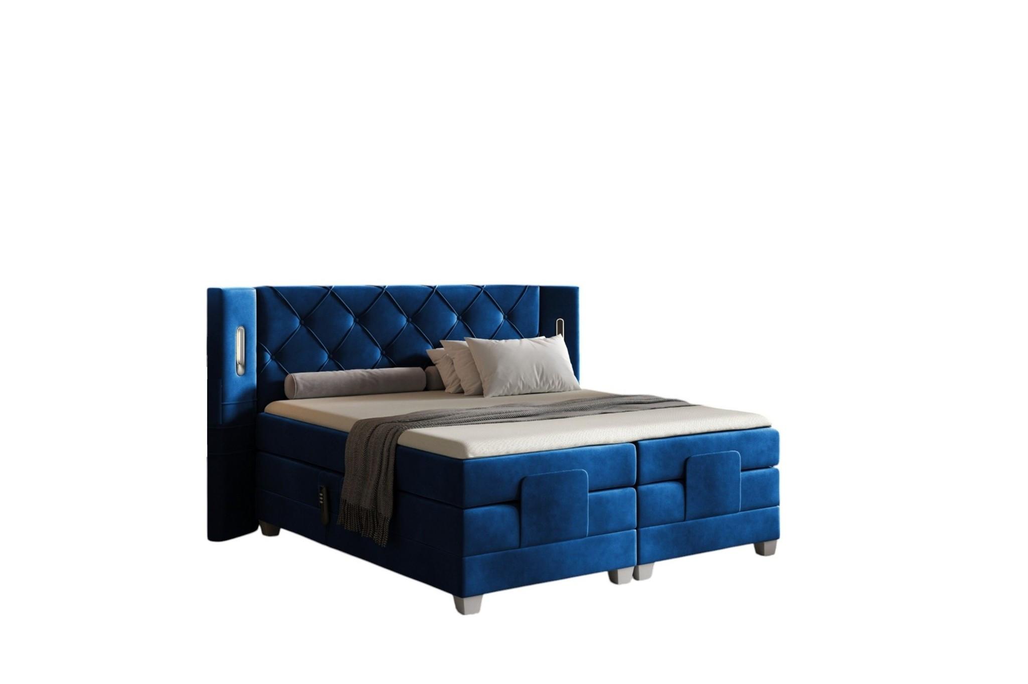 BOXSPRINGBETT Elektrisch Steve - Blau, Holzwerkstoff/Textil (140/200cm) - Fun Möbel