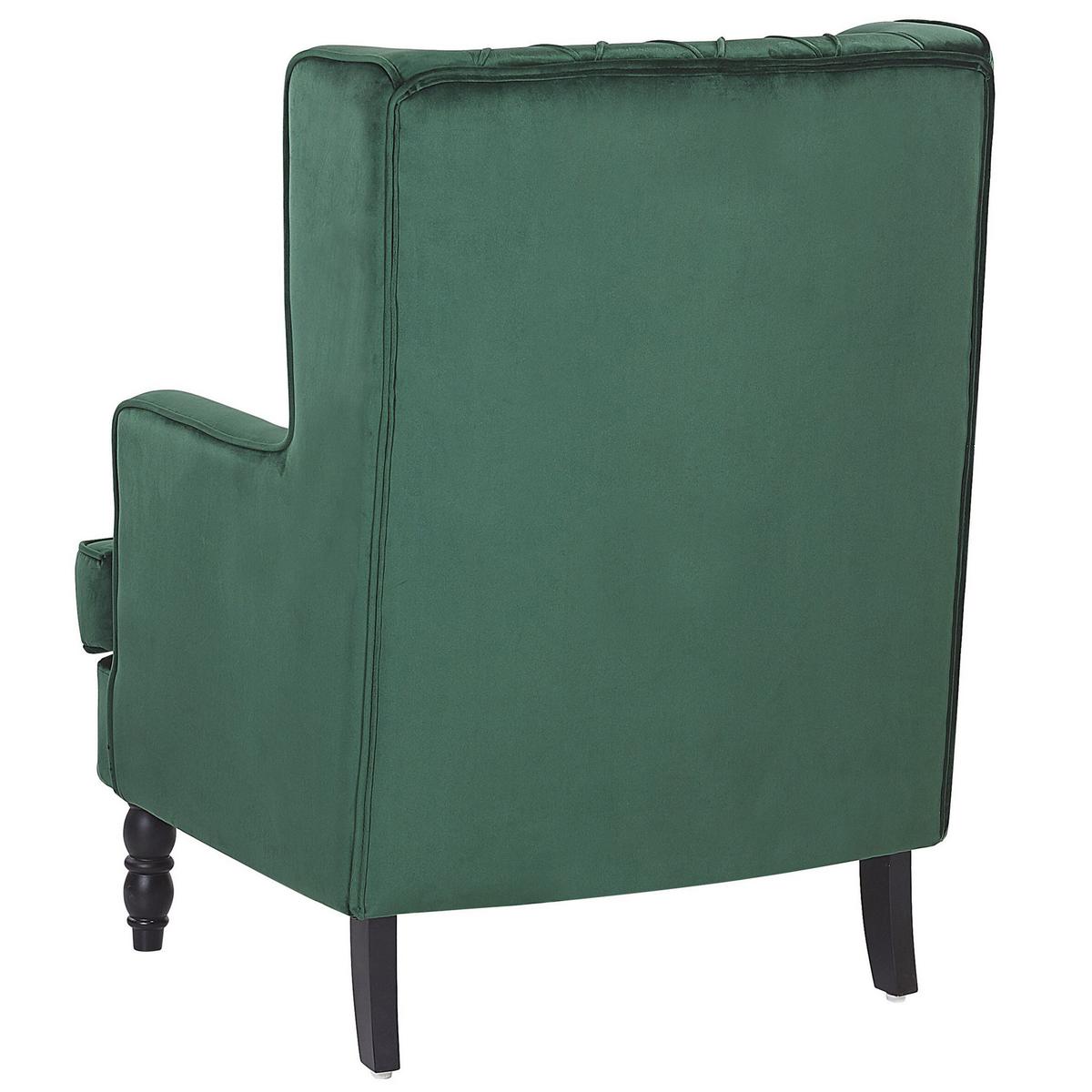 SESSEL Samtstoff grün plus Hocker Sandset - Grün, Textil (72/103/75cm) - Beliani