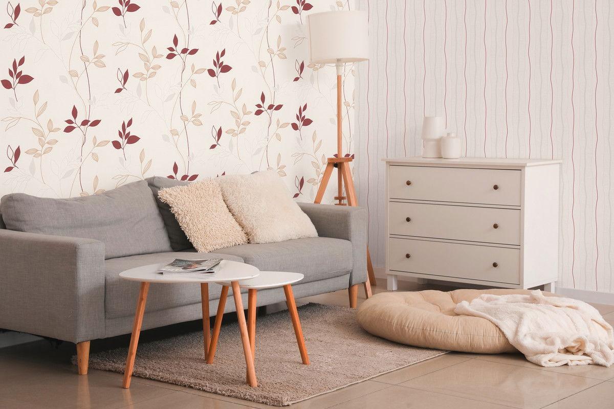 VLIESTAPETE Beige 53/1005 cm - Beige/Rot, Textil (53/1cm) - KUNSTLOFT