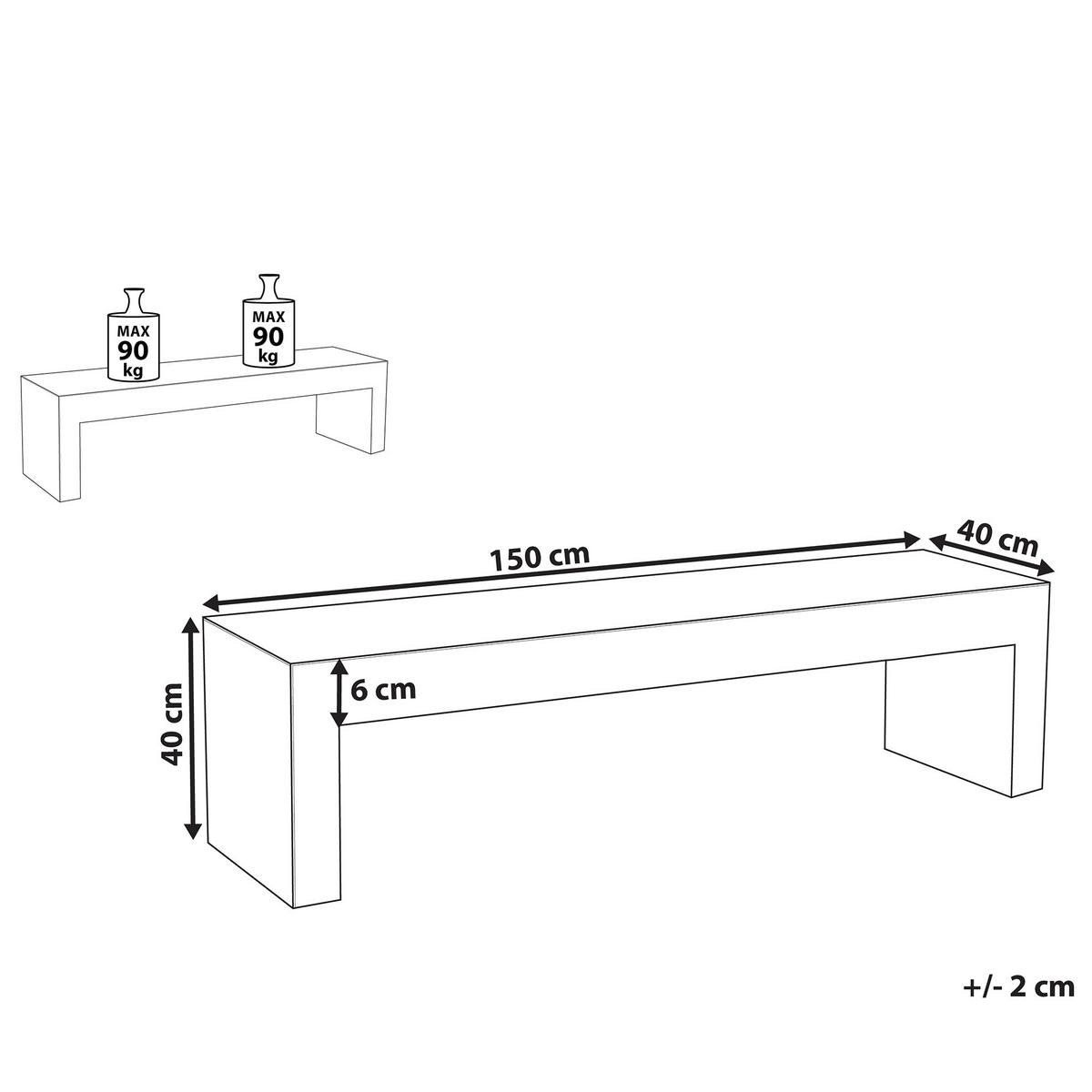 GARTENBANK Betonimitation weiß 150 cm Taranto - Weiß, Stein (150/40/40cm) - Beliani