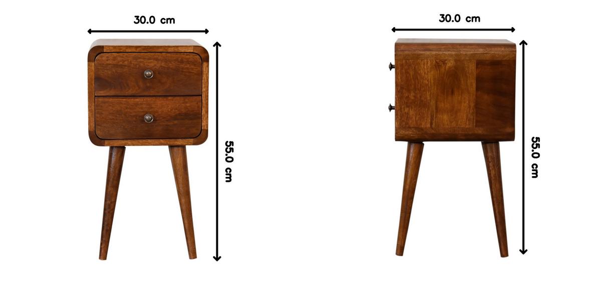 NACHTTISCH aus Massivholz - Messingfarben/Braun, Holz/Metall (30/55/30cm) - Artisan Furniture