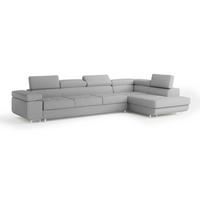 ECKSOFA VICENTE Hellgrau Boucle-Stoff mit Schlaffunktion - Hellgrau, Holz (346/202cm) - MASSENO