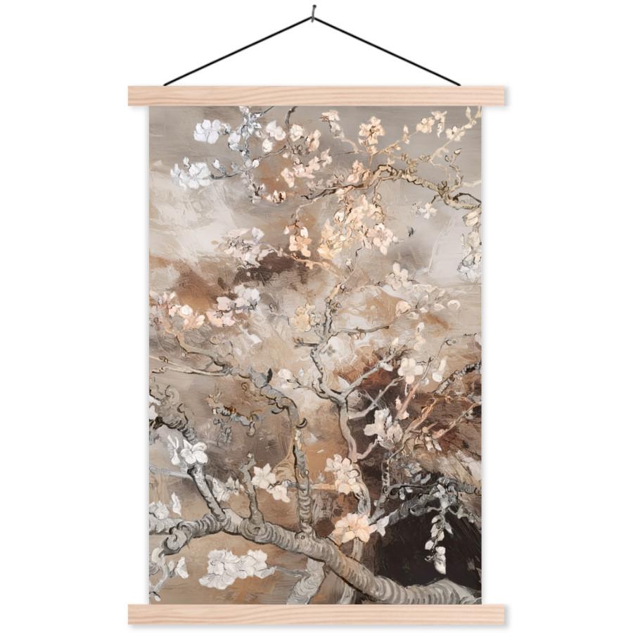 POSTER MIT MAGNETLEISTEN Mandelblüte - Kunst - Van Gogh - Beige - Abstrakt Deko Wohnzimmer 40x60 cm - Braun, Textil (40/60/0.15cm) - MuchoWow