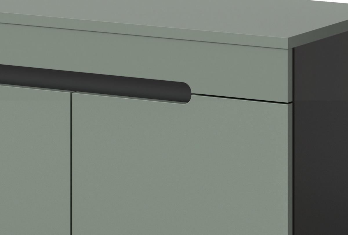 GARDEROBEN-SET Salbei grün, grau 175 cm, Flurmöbel mit Soft-Close - Salbeigrün/Schwarz, Glas/Holzwerkstoff (175/190/37cm) - Inn.Furn