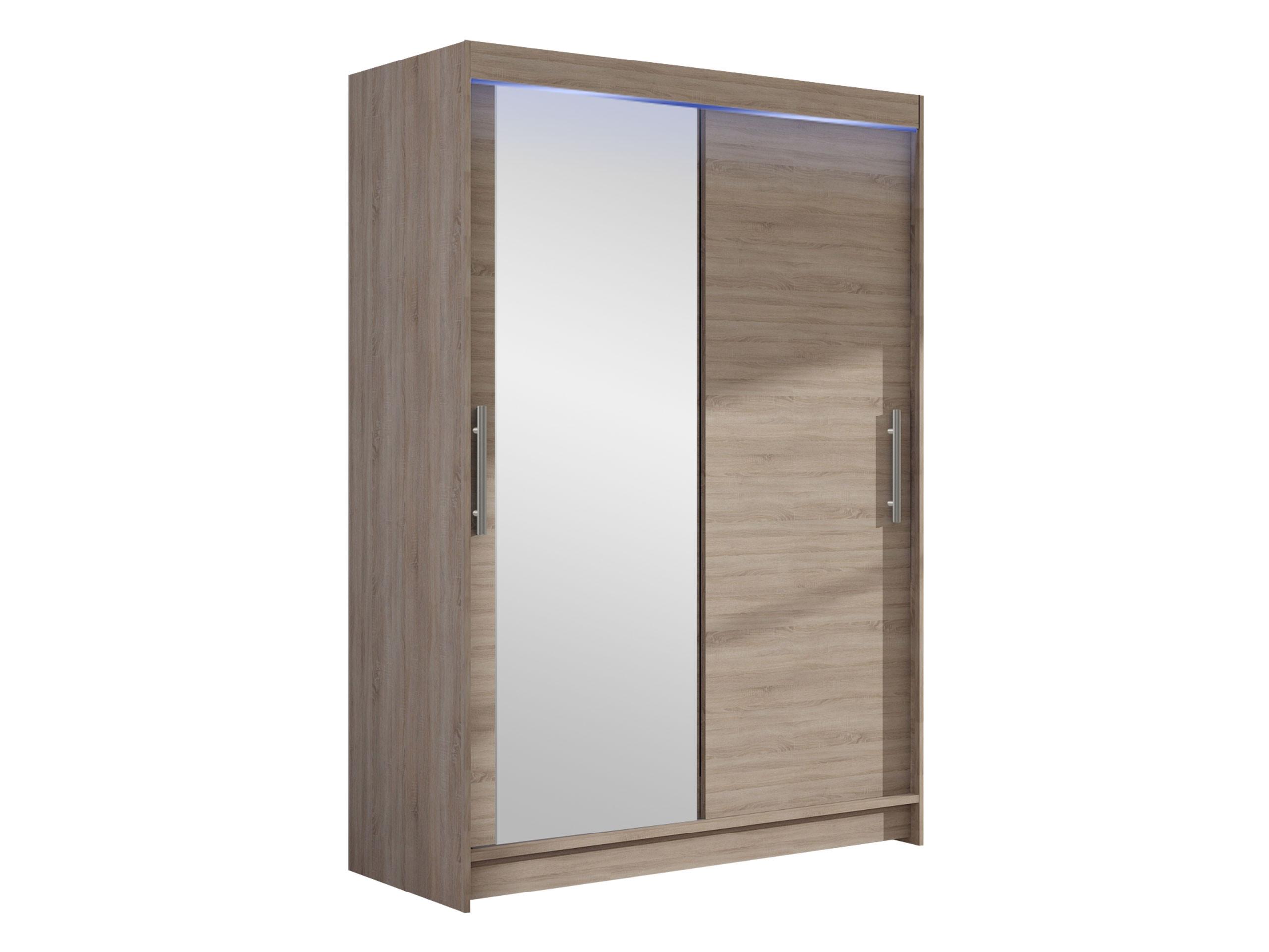 KLEIDERSCHRANK Miami VI, mit RGB LED Beleuchtung - Silberfarben/Trüffeleichefarben, Holzwerkstoff/Kunststoff (120/200/58cm) - MIRJAN24