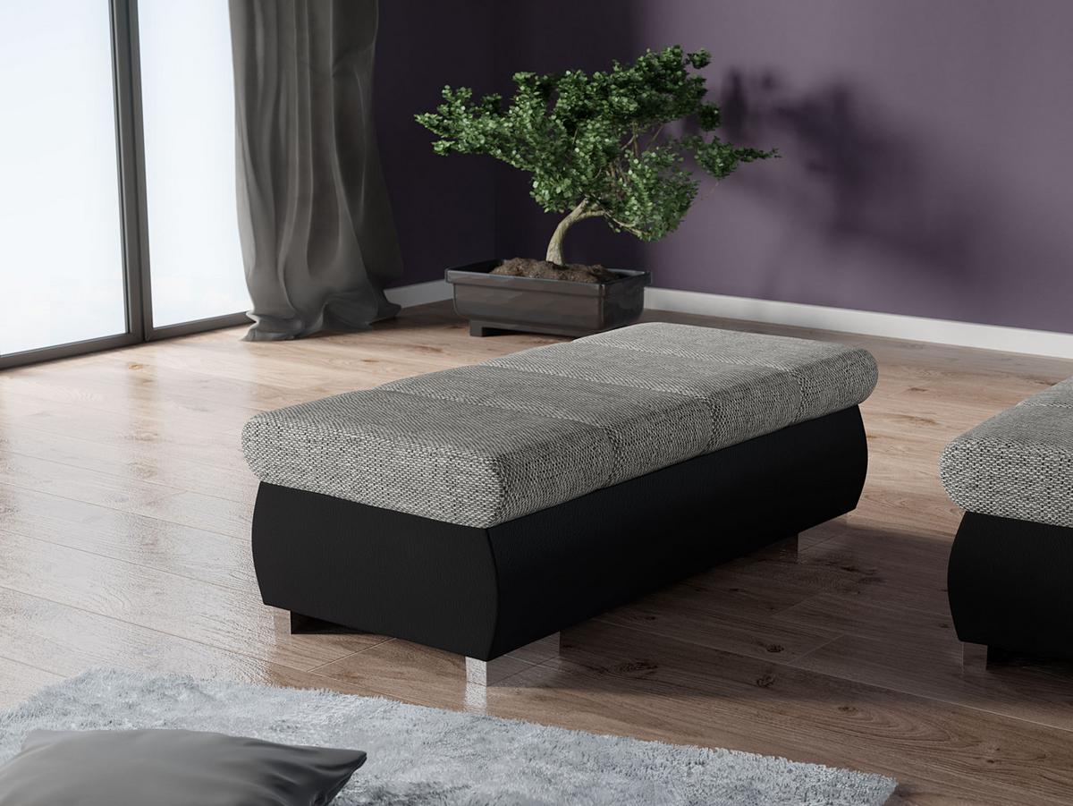 POLSTERHOCKER Bangkok Groß - Silberfarben/Schwarz, Holz/Kunststoff (120/39/60cm) - MIRJAN24