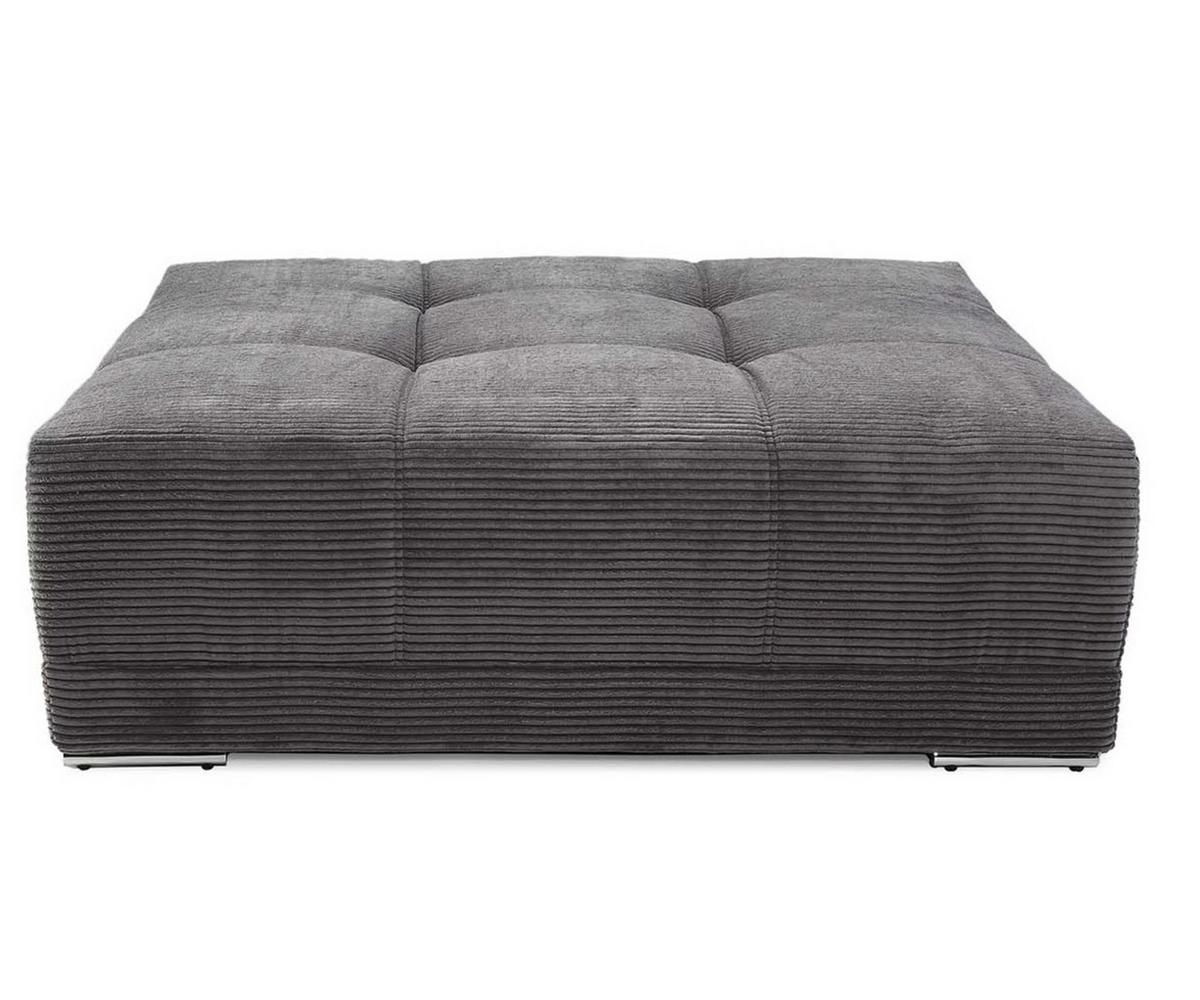 POLSTERHOCKER XXL Federkern B120/T120/H39 cm (passend zum BIG-SOFA) Cord Dunkelgrau / 15175 - Chromfarben/Schieferfarben, Textil/Metall (120/39/120cm) - luma-home
