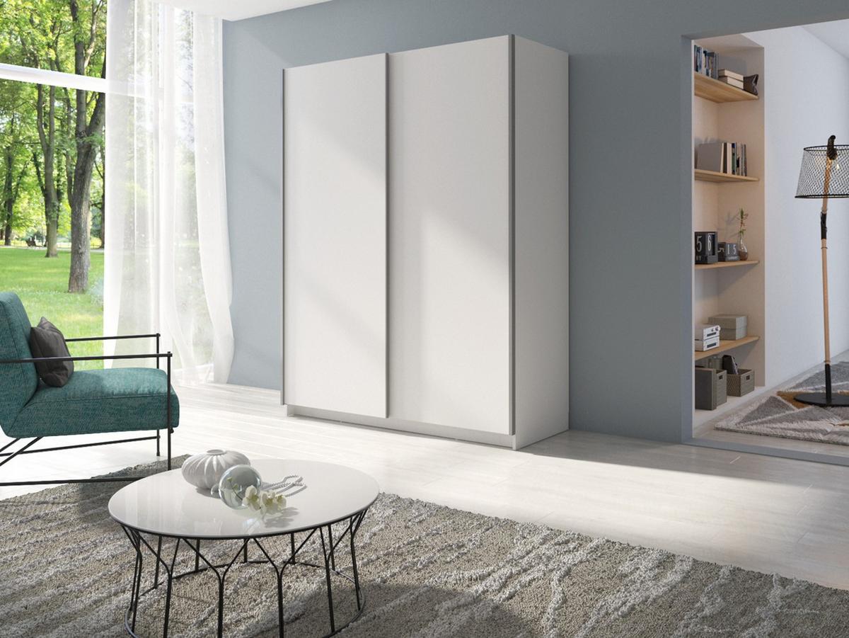 SCHWEBETÜRENSCHRANK ELRON 150,6/198,5/62cm 2-türig Weiß - Weiß, Holzwerkstoff (150.6/198.5/62cm) - MASSENO