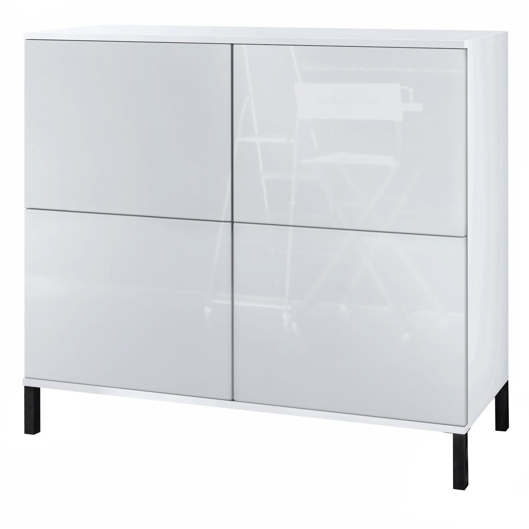 KOMMODE Rova Weiß Hochglanz - Weiß Hochglanz, Holzwerkstoff (92.5/83.5/35cm) - Vladon