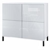 KOMMODE Rova Weiß Hochglanz - Weiß Hochglanz, Holzwerkstoff (92.5/83.5/35cm) - Vladon