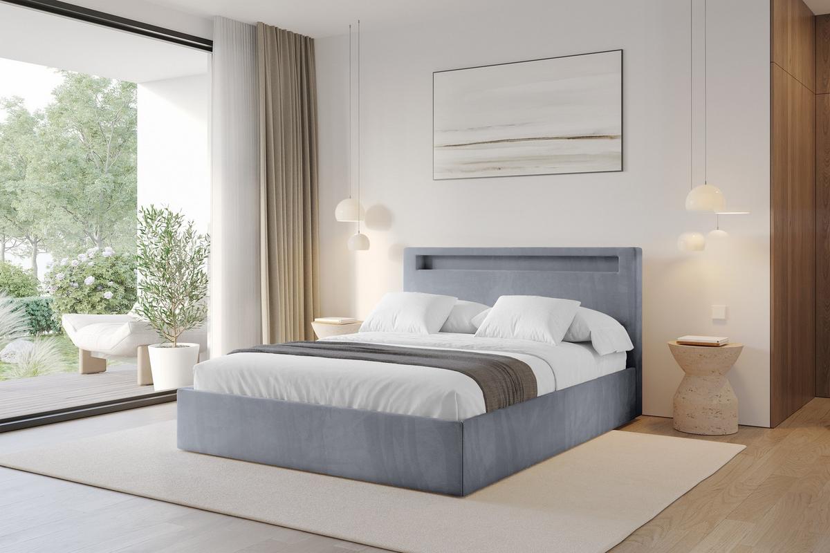 POLSTERBETT mit Bettkasten und Lattenrost, Boxbett ohne Matratze - GOLA 140x200 Grau - Grau, Holzwerkstoff/Textil (140/200cm) - ALTDECOR