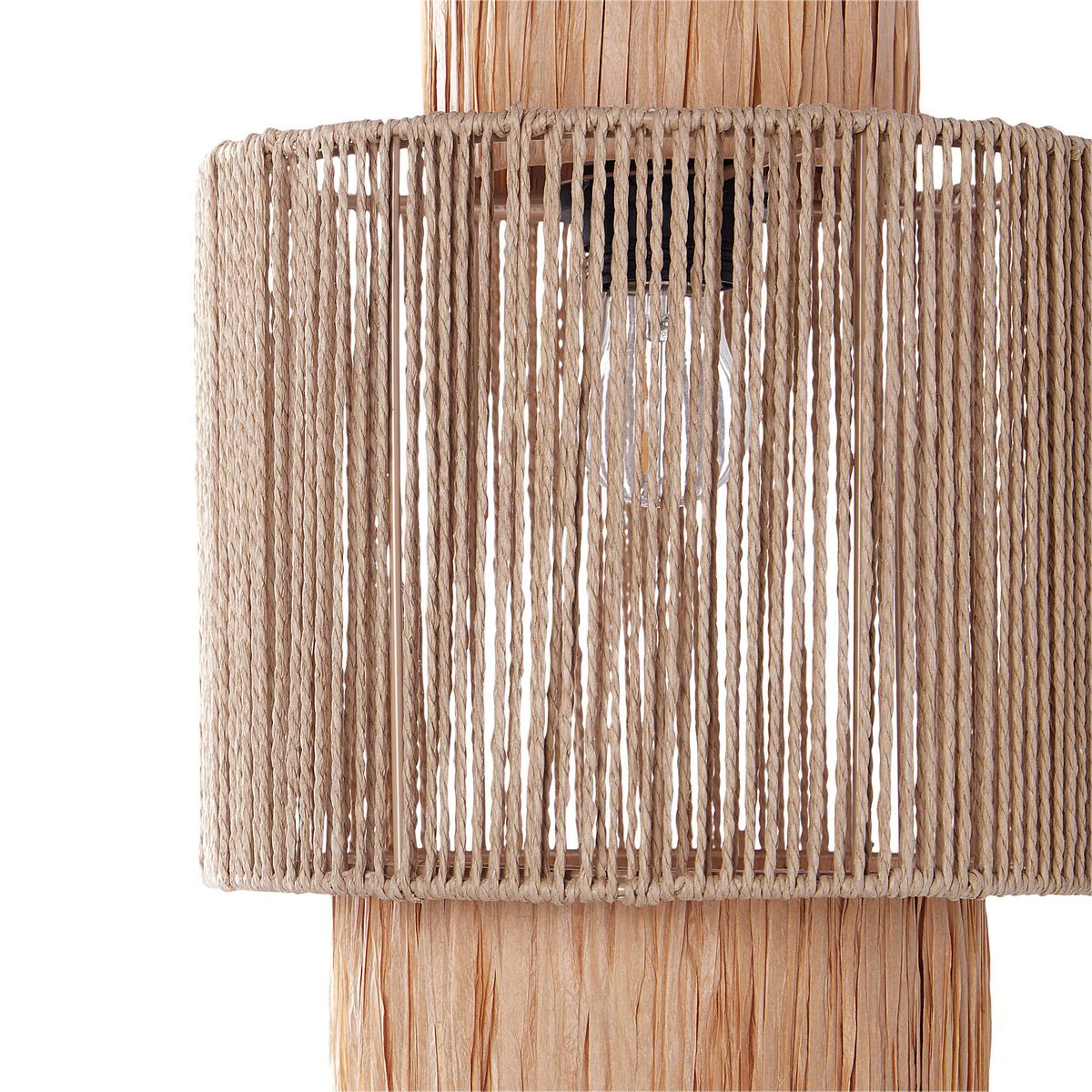 WANDLAMPE 2er Set Naturfarben/Schwarz Jamma - Schwarz/Naturfarben, Naturmaterialien (30/36/24cm) - Beliani