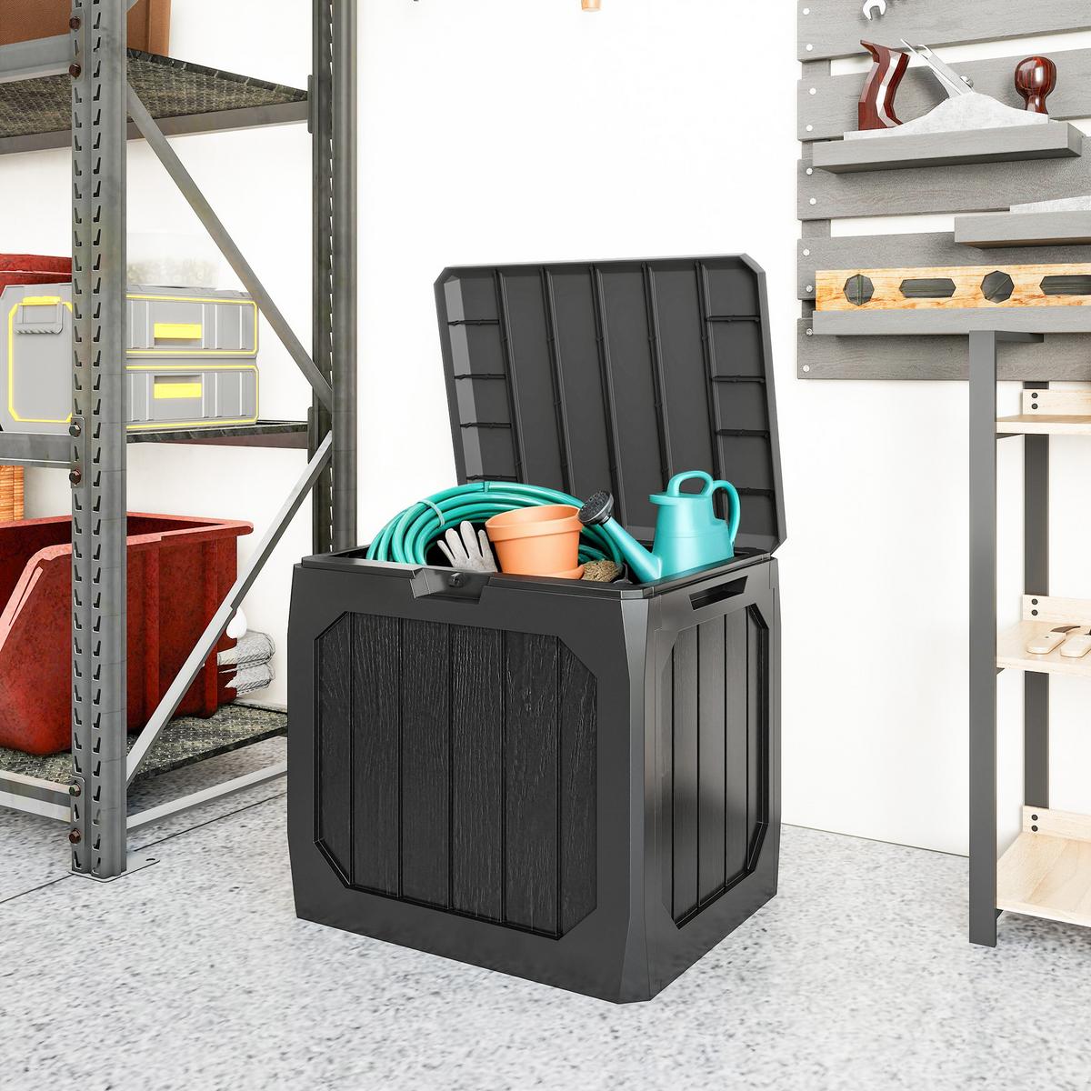 GARTENBOX 121 Liter aus Kunststoff Wasserdicht Kissenbox mit Griffmulden - Schwarz, Kunststoff (45/53/56cm) - Outsunny