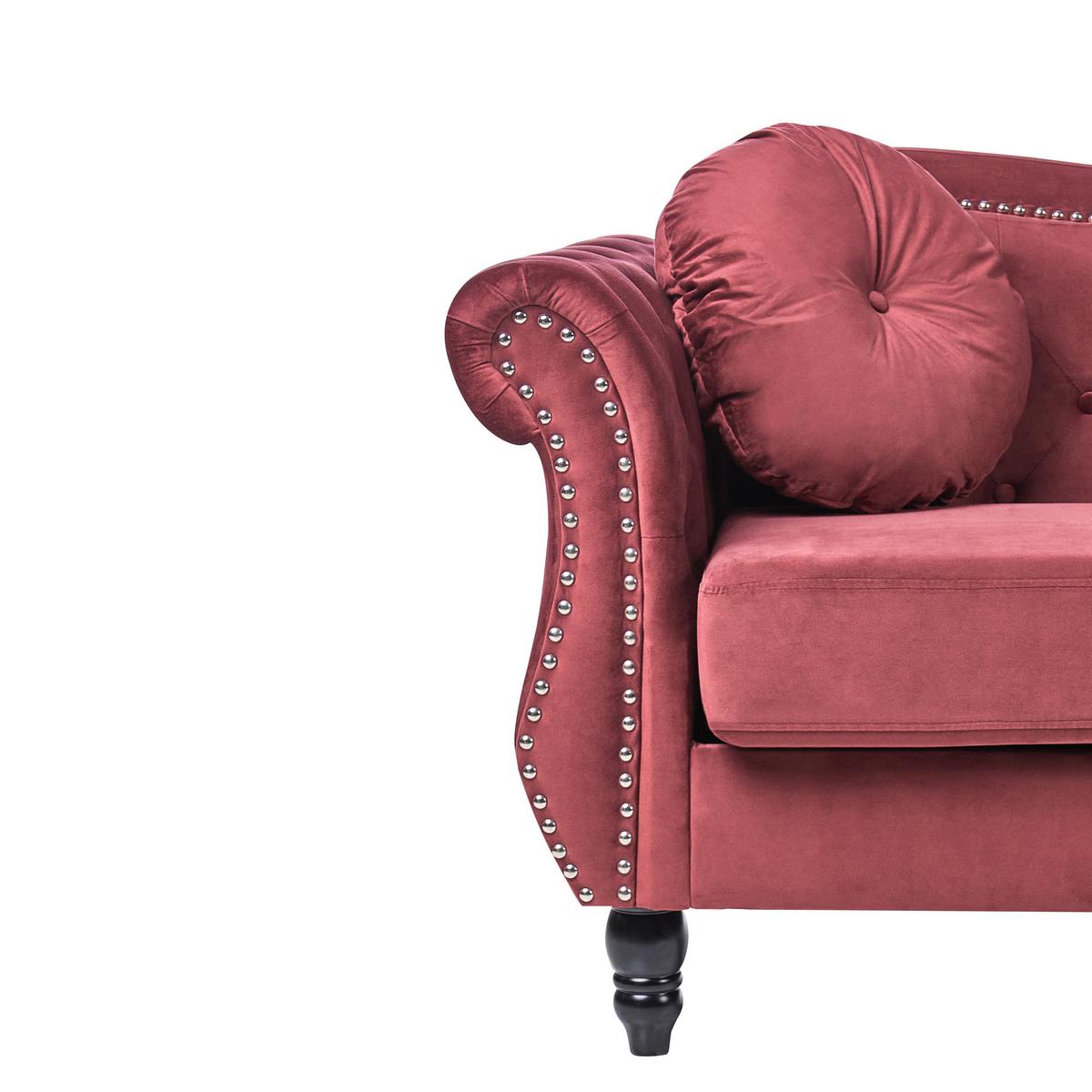 2-SITZER-SOFA Samtstoff Dunkelrot Skien II - Dunkelrot, Textil (166/86/83cm) - Beliani