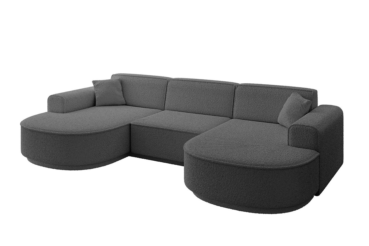WOHNLANDSCHAFT MARI-U1-v3 - 303x171x83 cm Grau Bouclé - Schwarz/Grau, Holzwerkstoff/Kunststoff (303/83/171cm) - ALTDECOR