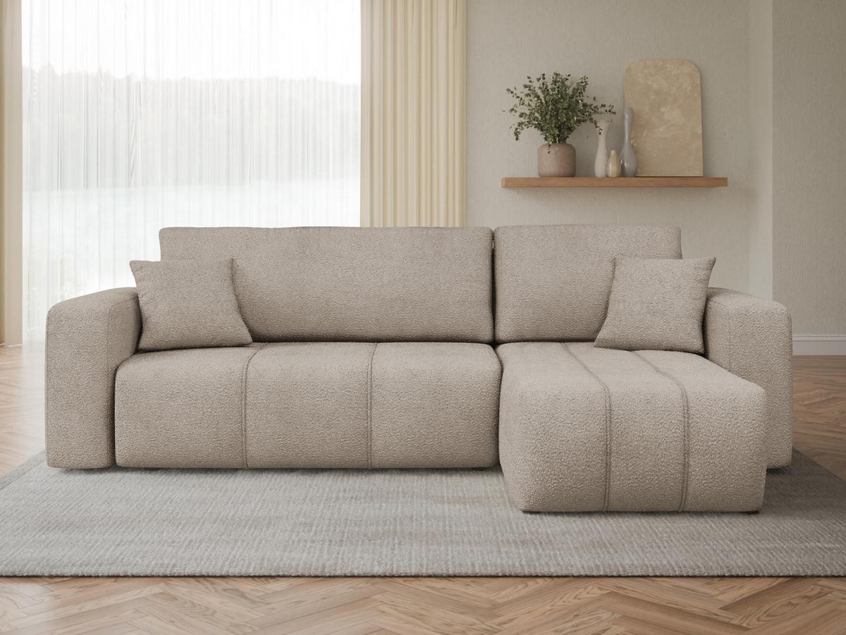 ECKSOFA Furyn Boucle - Schwarz/Braun, Holzwerkstoff/Kunststoff (244/145cm) - MIRJAN24