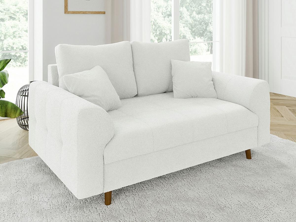 2-SITZER-SOFA Henrik Weiß Boucle - Weiß/Braun, Holz/Textil (150/81/93cm) - S-Style Möbel