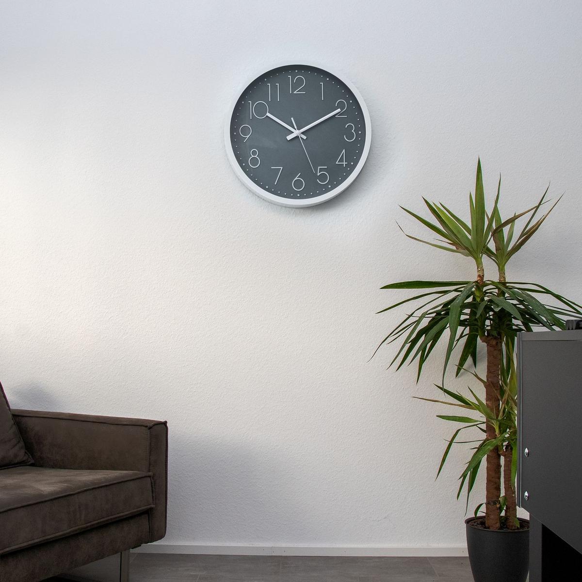WANDUHR 30.5 cm - Grau, Kunststoff (30.5/30.5/4.5cm) - Intirilife