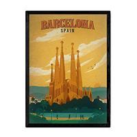 POSTER Barcelona Vintage A3 Schwarzer Rahmen - Schwarz, Papier (29.7/5/42cm) - Nacnic